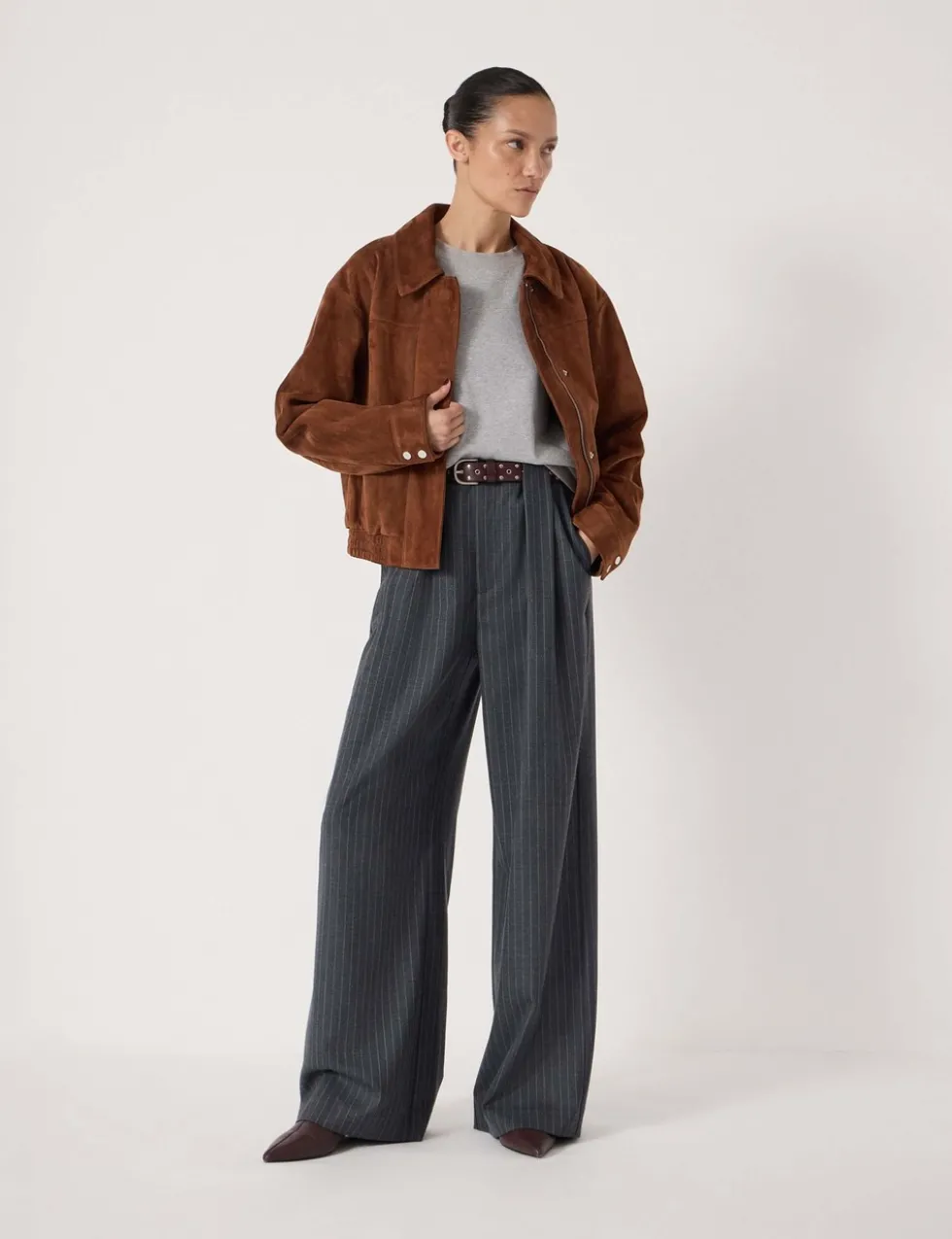 Suede Collared Bomber Jacket