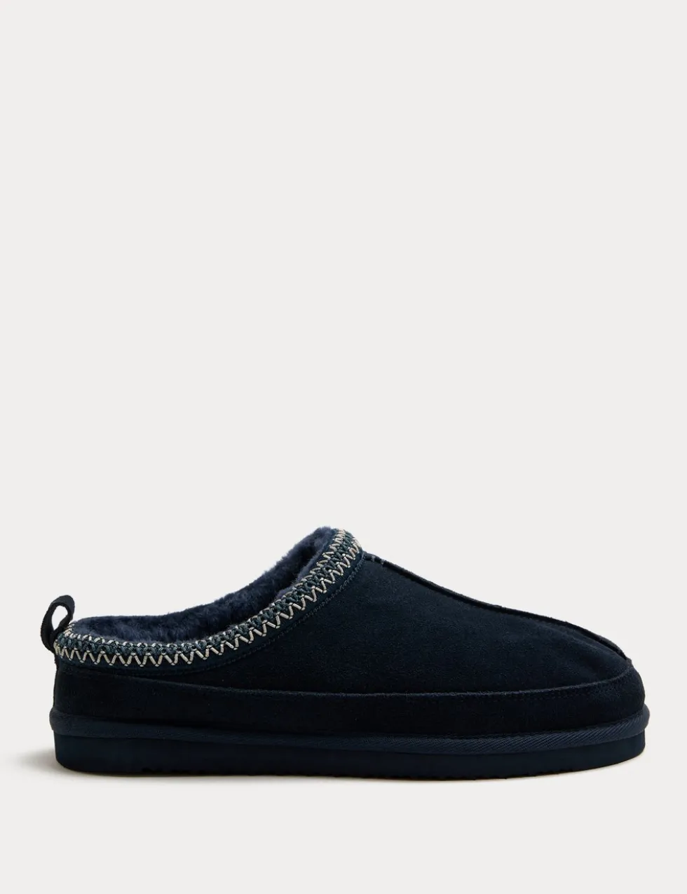 Suede Collared Embroidered Mule Slippers