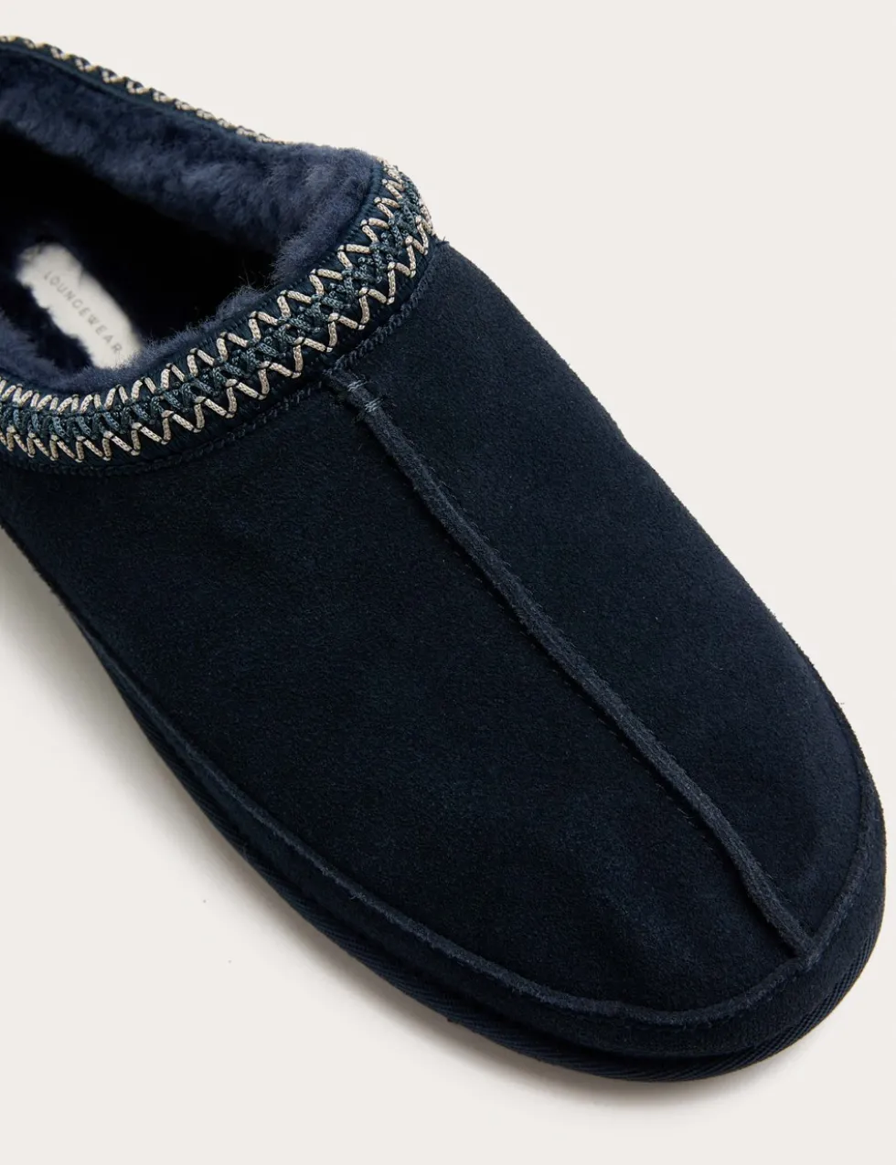Suede Collared Embroidered Mule Slippers