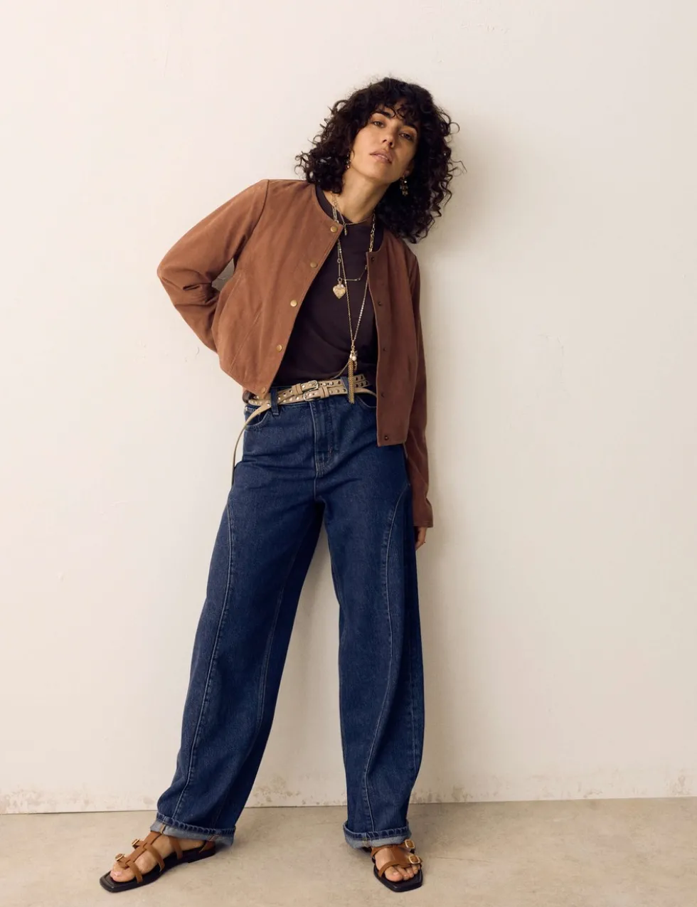 Suede Collarless Cropped Jacket