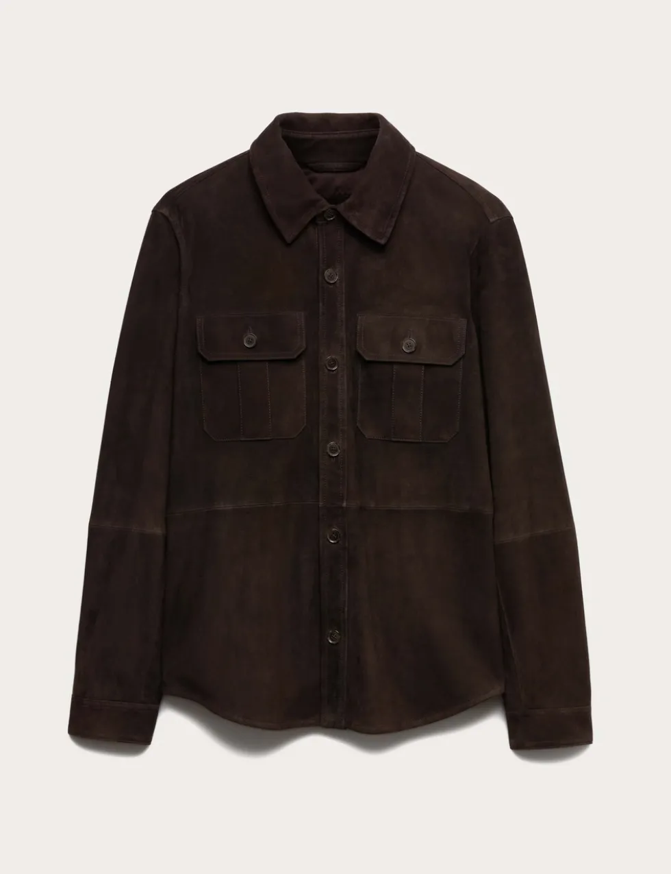 Suede Curved Hem Overshirt