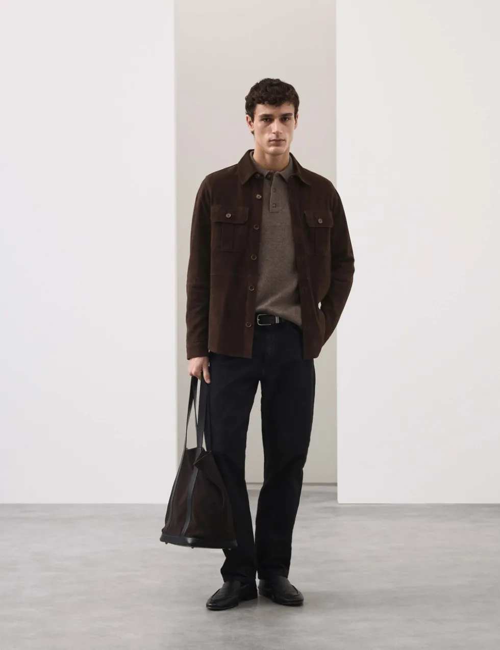 Suede Curved Hem Overshirt