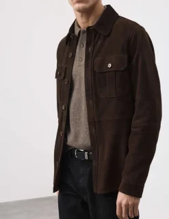 Suede Curved Hem Overshirt