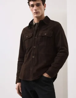 Suede Curved Hem Overshirt