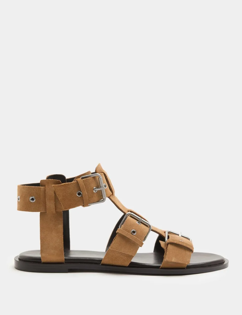 Suede Eylet Detail Flat Gladiator Sandals