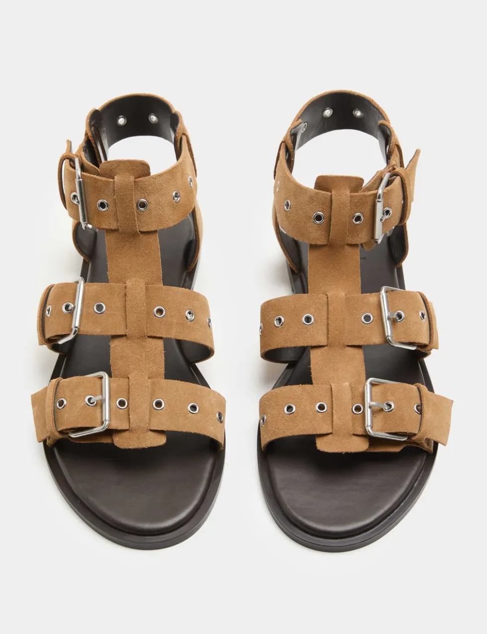 Suede Eylet Detail Flat Gladiator Sandals