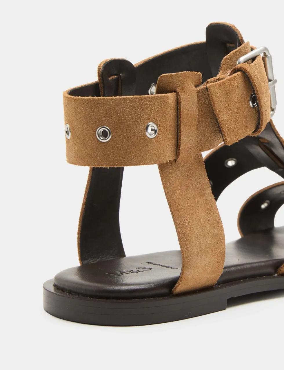 Suede Eylet Detail Flat Gladiator Sandals