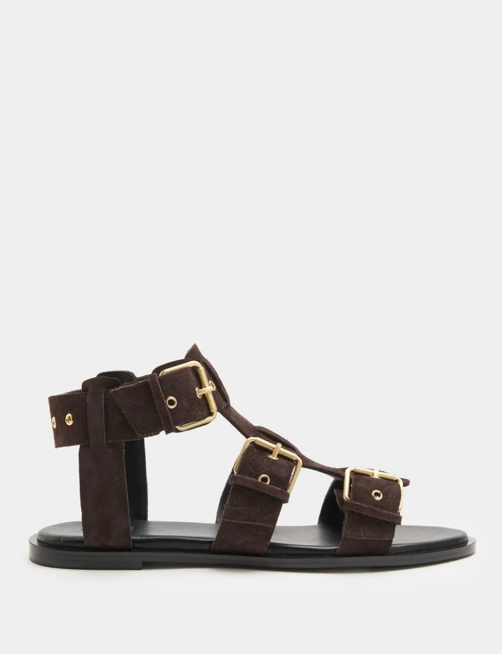 Suede Eylet Detail Flat Gladiator Sandals