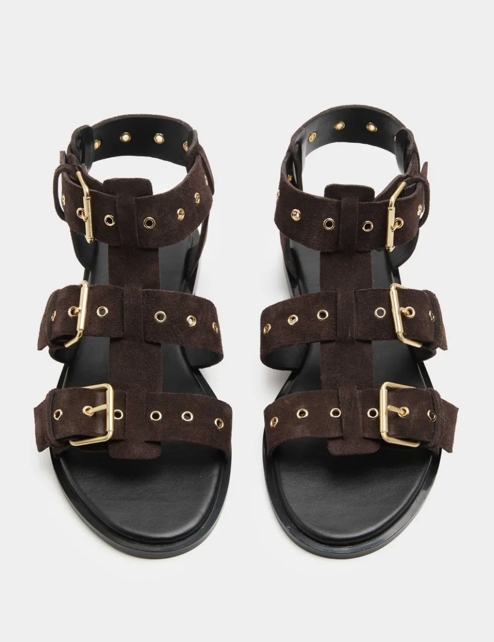 Suede Eylet Detail Flat Gladiator Sandals