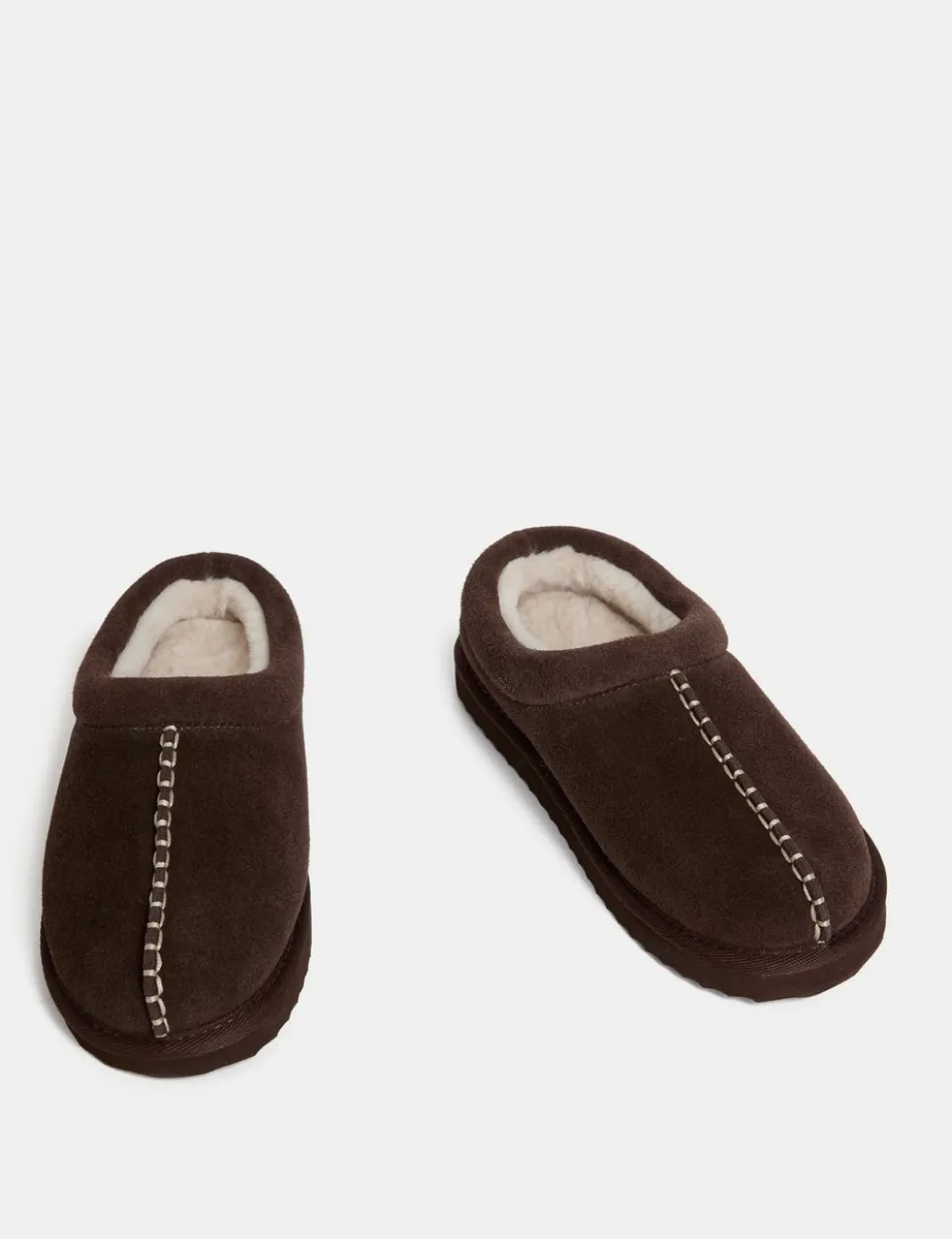 Suede Faux Fur Lined Mule Clog Slippers