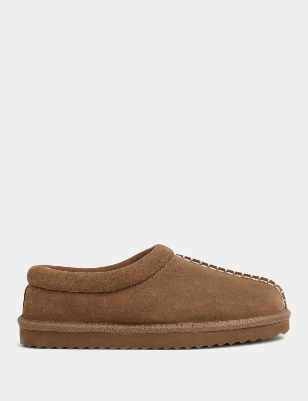 Suede Faux Fur Lined Mule Clog Slippers
