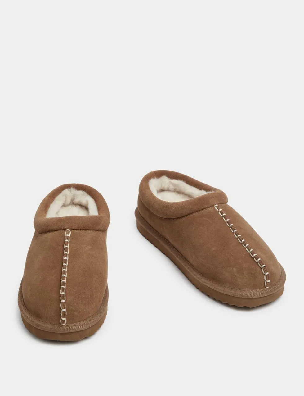 Suede Faux Fur Lined Mule Clog Slippers