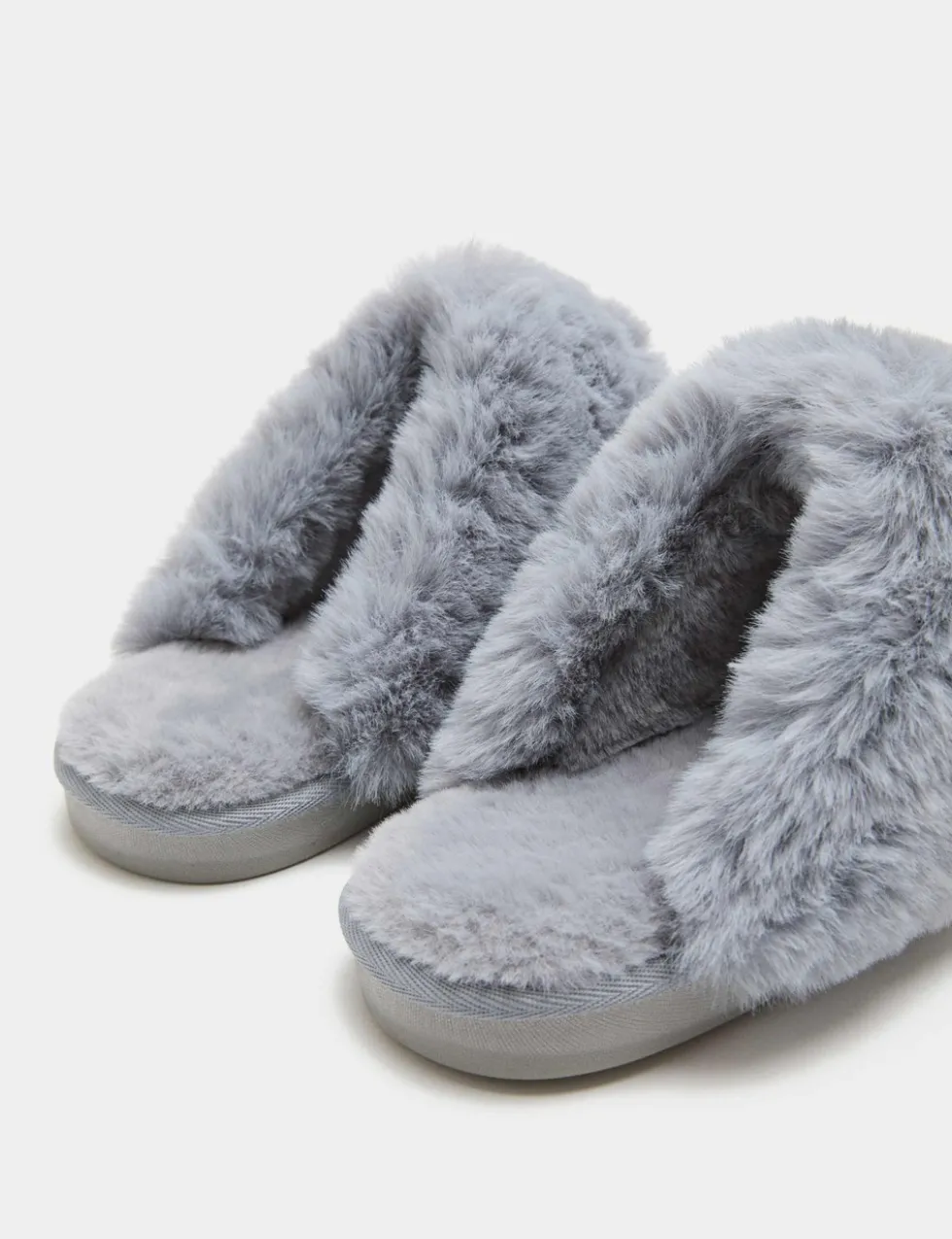 Suede Faux Fur Trim Mule Slippers