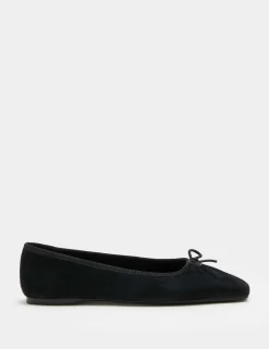 Suede Flat Square Toe Ballet Pumps