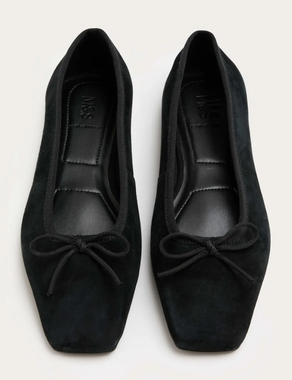 Suede Flat Square Toe Ballet Pumps