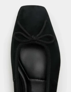Suede Flat Square Toe Ballet Pumps