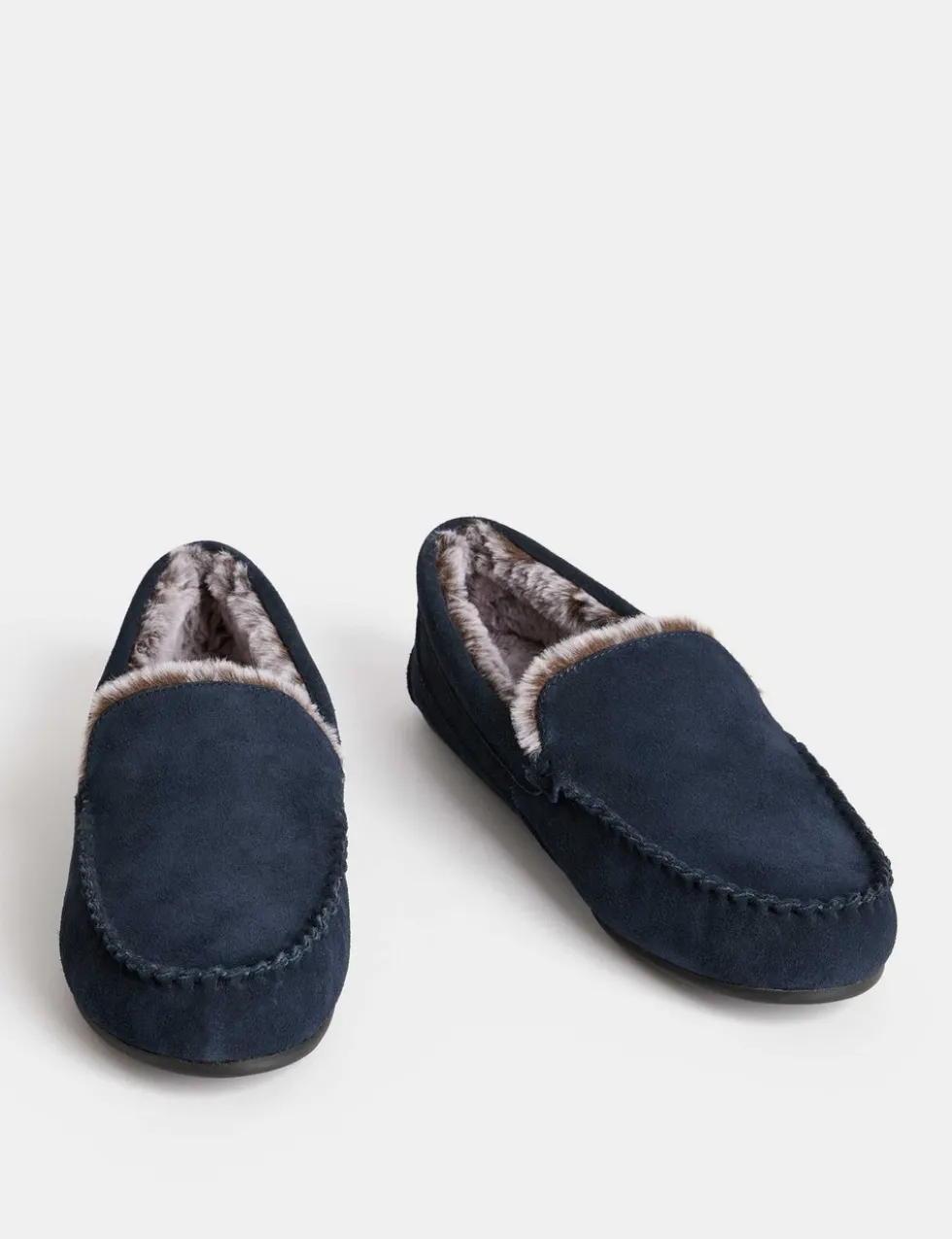 Suede Fleece Lined Moccasin Slippers