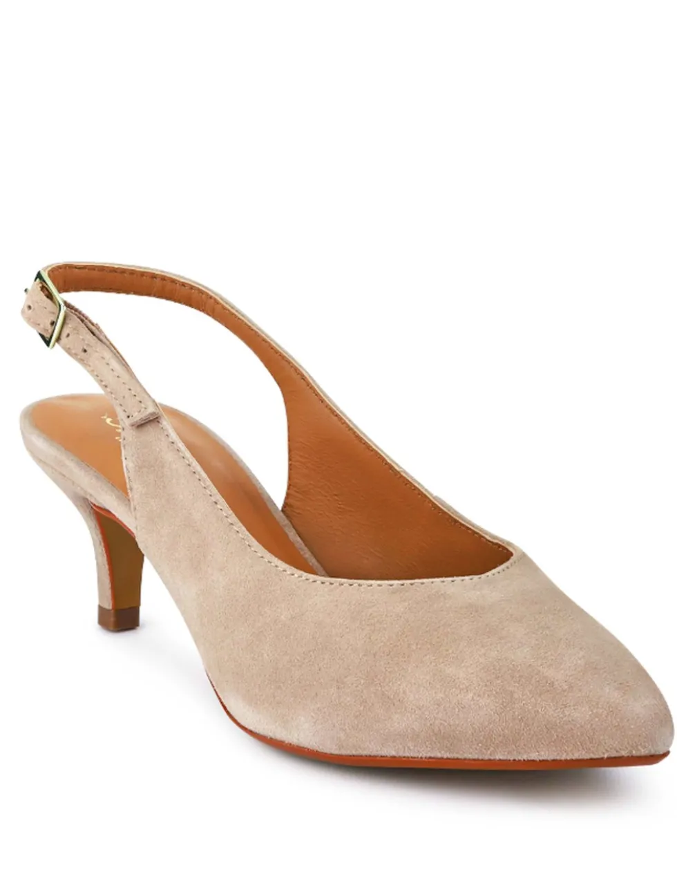 Suede Kitten Heel Pointed Slingback Shoes
