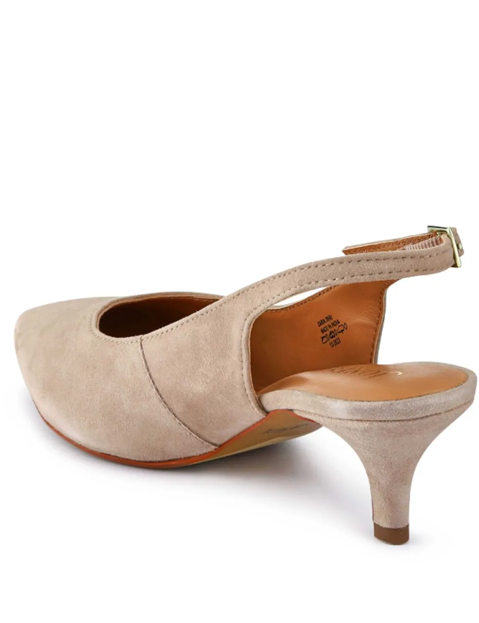 Suede Kitten Heel Pointed Slingback Shoes