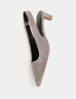 Suede Kitten Heel Pointed Slingback Shoes