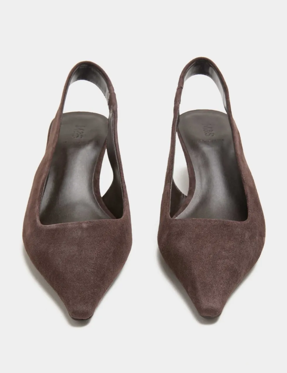 Suede Kitten Heel Pointed Slingback Shoes