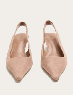 Suede Kitten Heel Pointed Slingback Shoes