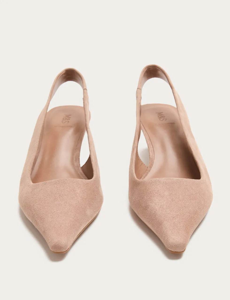 Suede Kitten Heel Pointed Slingback Shoes