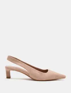 Suede Kitten Heel Pointed Slingback Shoes