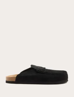 Suede Saddle Loafer Corkbed Mules