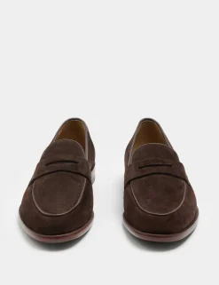 Suede Slip On Saddle Loafers
