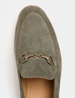Suede Snaffle Slip On Loafers