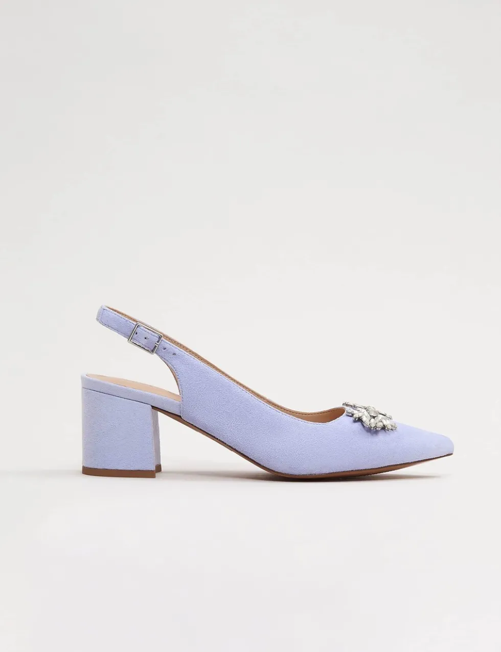 Suede Sparkle Block Heel Slingback Shoes