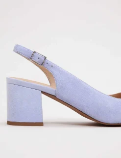 Suede Sparkle Block Heel Slingback Shoes