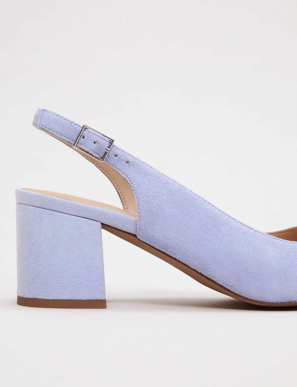 Suede Sparkle Block Heel Slingback Shoes