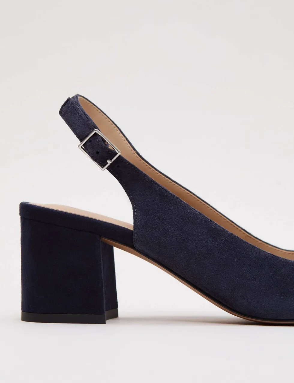 Suede Sparkle Block Heel Slingback Shoes