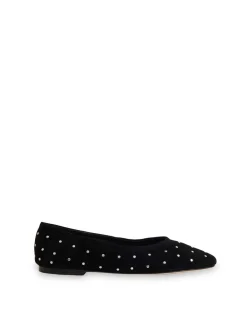 Suede Studded Flat Ballet Pumps