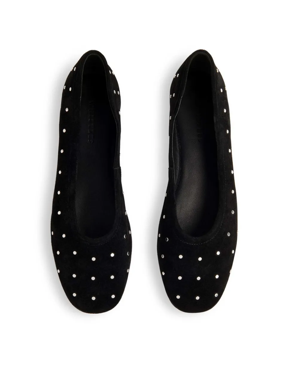 Suede Studded Flat Ballet Pumps