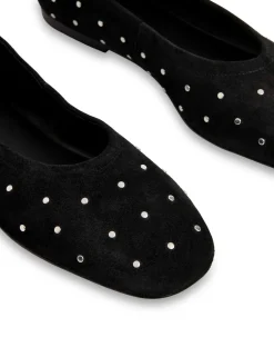Suede Studded Flat Ballet Pumps