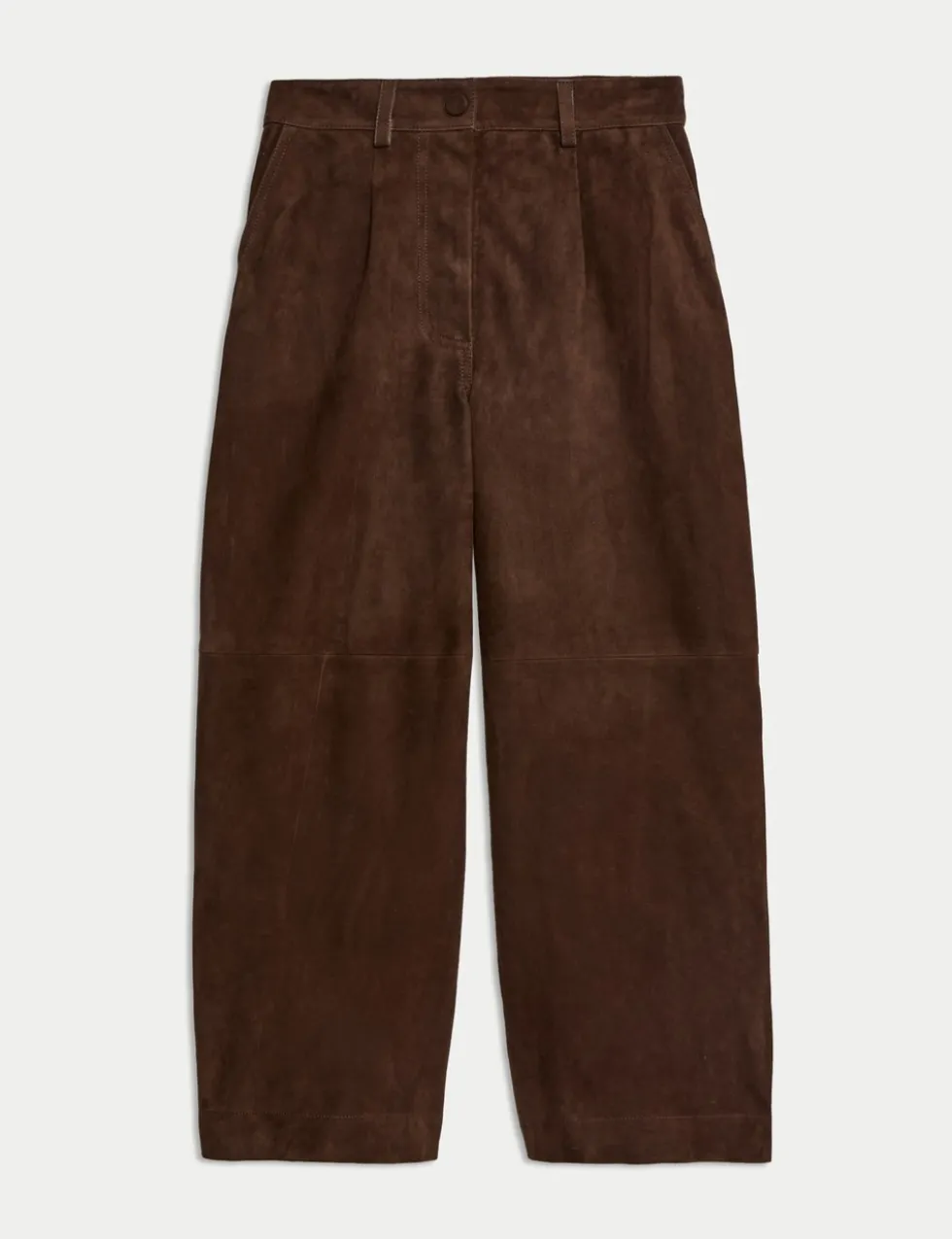 Suede Wide Leg Cropped Trousers