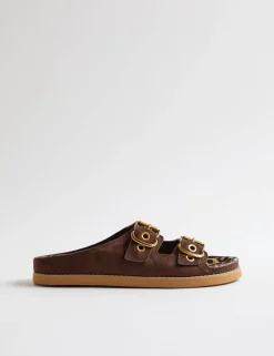 Suede Zebra Lined Footbed Sandals
