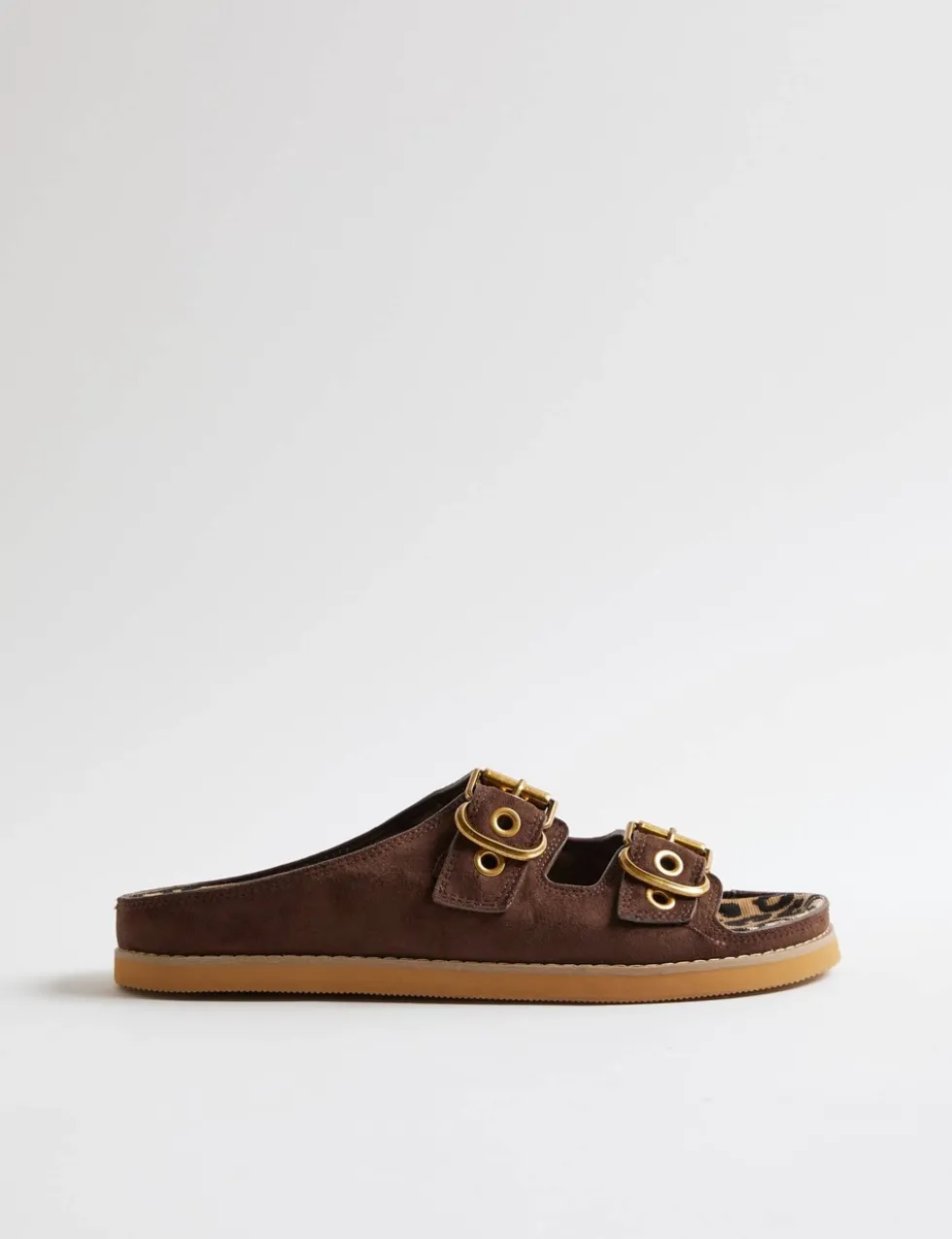 Suede Zebra Lined Footbed Sandals