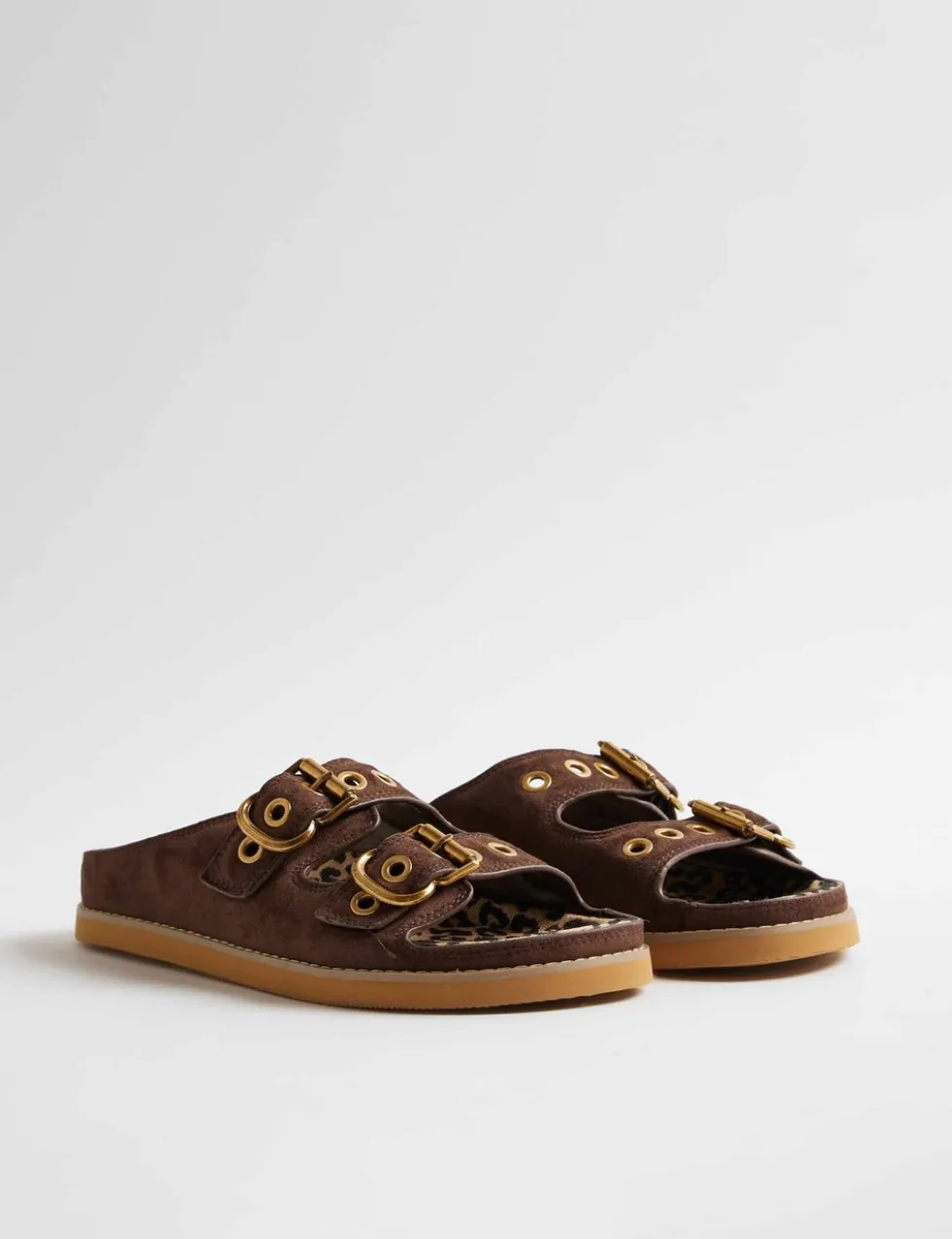 Suede Zebra Lined Footbed Sandals