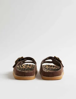 Suede Zebra Lined Footbed Sandals