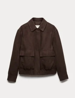 Suedette Collared Bomber Jacket