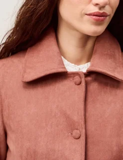 Suedette Collared Utility Jacket
