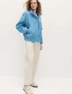 Suedette Funnel Neck Bomber Jacket