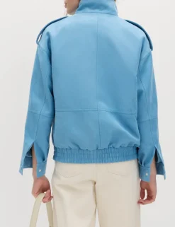 Suedette Funnel Neck Bomber Jacket