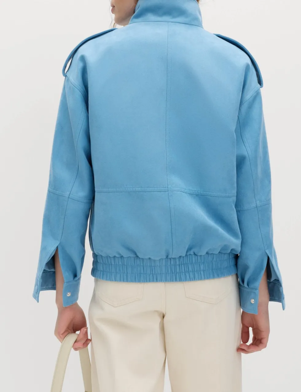 Suedette Funnel Neck Bomber Jacket