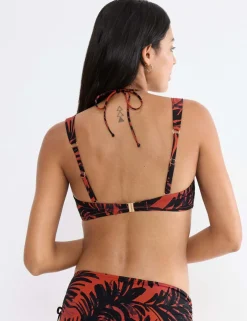Summer Palm Printed Padded Bikini Top (B-DD)