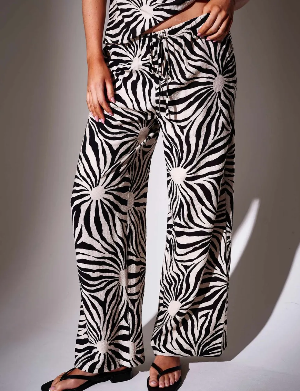Sun Print Wide Leg Beach Trousers